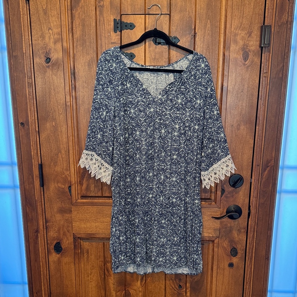 Sonoma Floral Long Sleeve Dress with Lace Trim